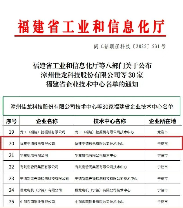 寧德核電獲評福建省企業(yè)技術(shù)中心