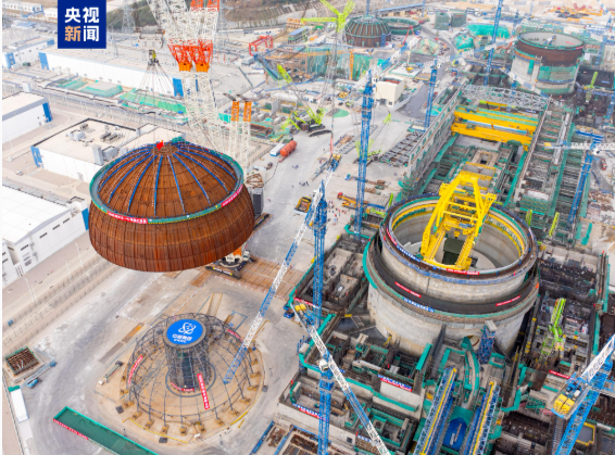 漳州核電3號(hào)機(jī)組內(nèi)穹頂?shù)跹b成功